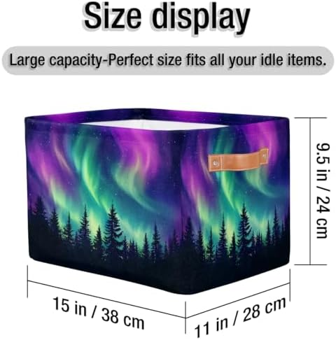 Storage Basket Northern Light Aurora Storage Cube Box Durable Canvas - Image 4