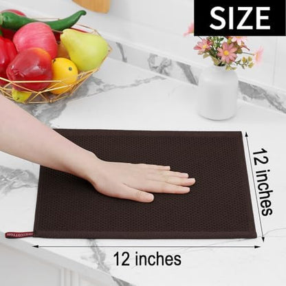 Homaxy 100% Cotton Waffle Weave Kitchen Dish Cloths 8-Pack, Dark Brown - Image 5