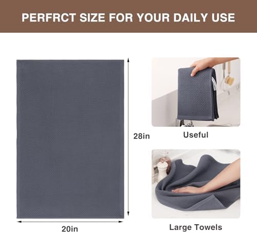 Homaxy 100% Cotton Oversized Waffle Weave Kitchen Towels 12-Pack, Dark Grey - Image 3