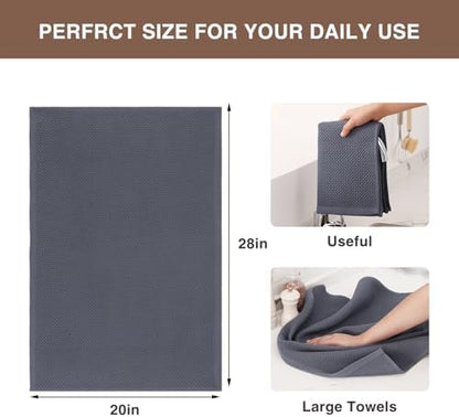 Homaxy 100% Cotton Oversized Waffle Weave Kitchen Towels 12-Pack, Dark Grey - Image 3