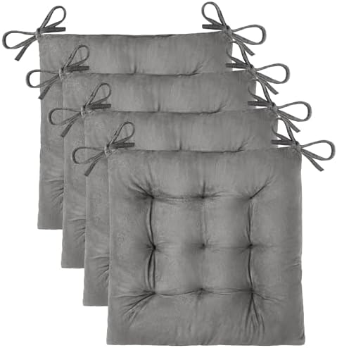 OVOV 4 Pack Chair Cushions for Dining Chairs 15.5"x15.5" Light Grey by OVOV