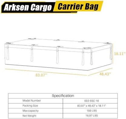 ARKSEN Extra-Wide 42 Cubic Feet Waterproof Rooftop Cargo Carrier Bag Heavy Duty - Image 7