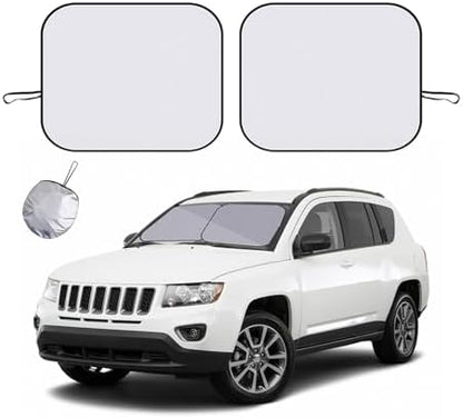 Ziciner 2 PCS Car Windshield Sun Shade, Auto Sun Heat and UV Rays Blocker by Ziciner