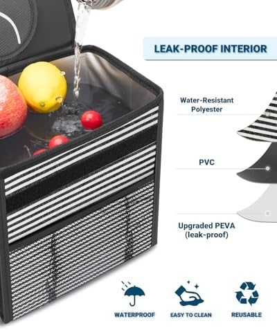 Capolo Car Trash Can with Lid, Leakproof Car Garbage Can Car Trash Bag - Image 4