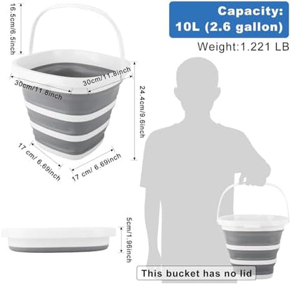10L Collapsible Bucket for Cleaning, Portable Ice Bucket Water Pail for Space - Image 2