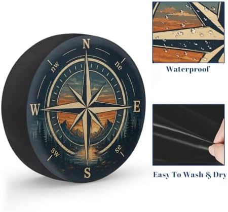 Retro Mountain Compass Spare Tire Cover Wheel Covers Protectors Waterproof - Image 4