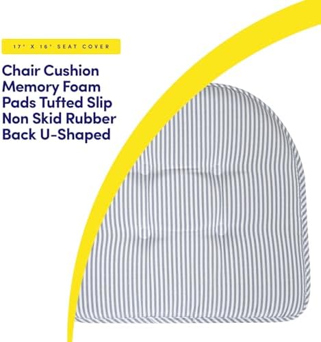 Sweet Home Collection Chair Cushion Memory Foam Pads Tufted Slip Non Skid - Image 3