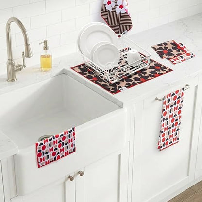 Ritz Waffle Microfiber Kitchen Towel 2pc Set – White Black Flowers and Moons – - Image 5