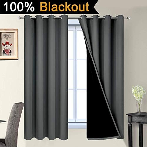 Yakamok Dark Grey 100% Blackout Curtains 63 Inches Long 52" Wide 2 Panels - Image 2