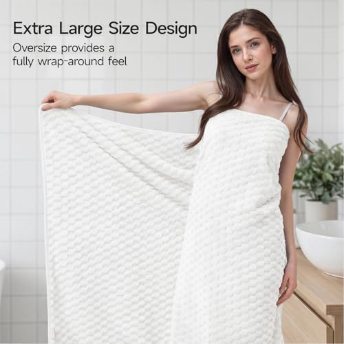 REDKISS White Microfiber Towels Set of 6-35x70 Inches Oversized Bath Sheets - Image 6