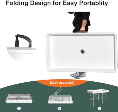 4 Foot Ice Cooler Table with Drain and Detachable Skirt - Image 6
