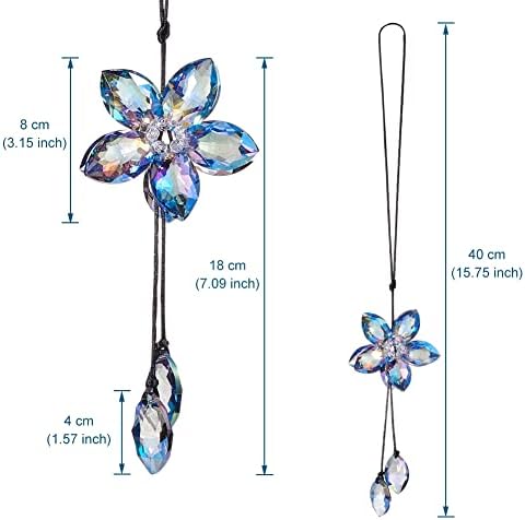 Crystal Flower Rear View Mirror Pendant Car Hanging Ornament Lucky Accessory - Image 2