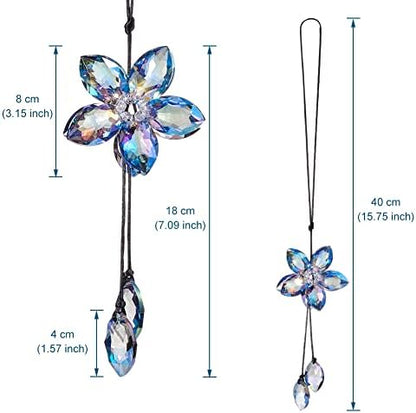 Crystal Flower Rear View Mirror Pendant Car Hanging Ornament Lucky Accessory - Image 2
