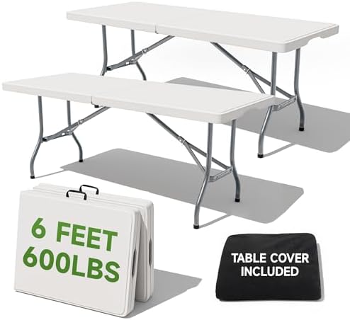6 Foot Folding Table with Black Table Cloth by OrtusCollective