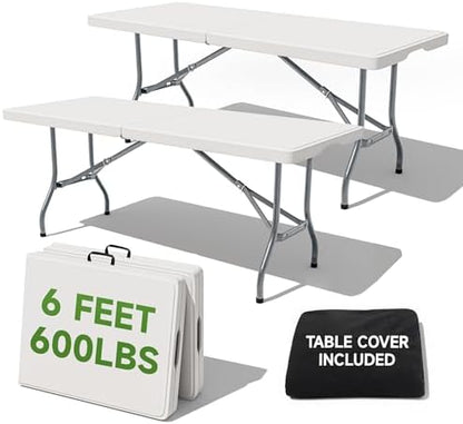 6 Foot Folding Table with Black Table Cloth by OrtusCollective
