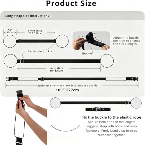 Luggage Straps 3 PCS for Suitcases TSA Approved 2 Short & 1 Long Adjustable - Image 6