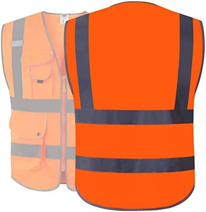 JKSafety Safety Vest for Men Women Reflective Hi Vis JK150 Orange XL - Image 5