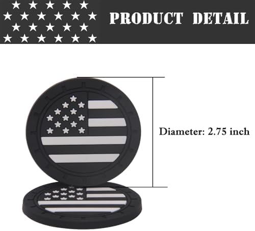 ACODABLEM 2 Pack Car Cup Holder Coaster, 2.75 Inch American Flag Soft Rubber - Image 6