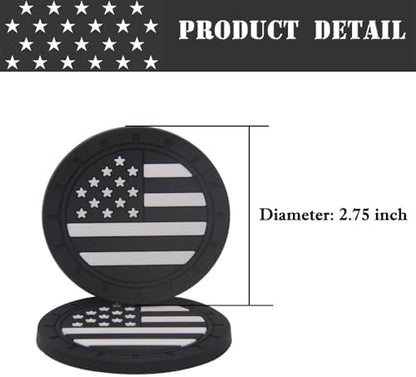 ACODABLEM 2 Pack Car Cup Holder Coaster, 2.75 Inch American Flag Soft Rubber - Image 6