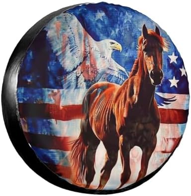 American Flag Horse Spare Tire Cover Wheel Protectors Waterproof Wheel Covers by Unknown