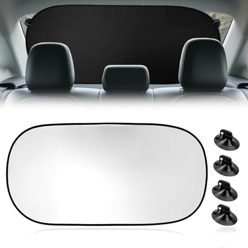Car Rear Window Sun Shade, 39.37"x19.76" 210T Titanium Silver Foldable Sun Shade by Unknown