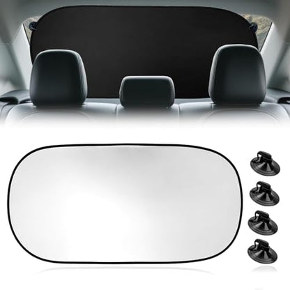Car Rear Window Sun Shade, 39.37"x19.76" 210T Titanium Silver Foldable Sun Shade by Unknown