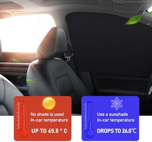 4 PCS Car Side Window Sun Shade, 24.40In x 18.89In x 12.99In Front Window Sun - Image 6