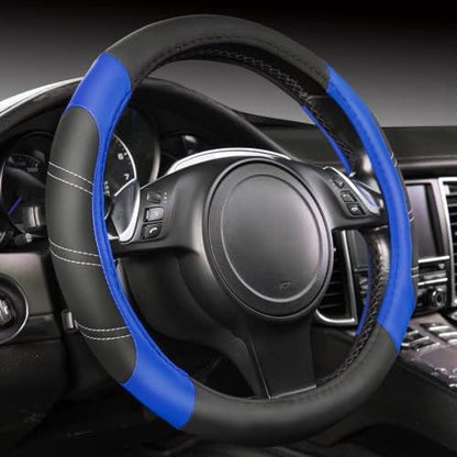 CAR PASS Line Rider Microfiber 15.5-16 Inch Leather Sporty Steering Wheel Cover by CARPASS