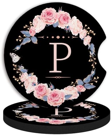 2pcs Letter P Car Coasters, Absorbent Universal neoprener Cup Holder Coasters by Unknown