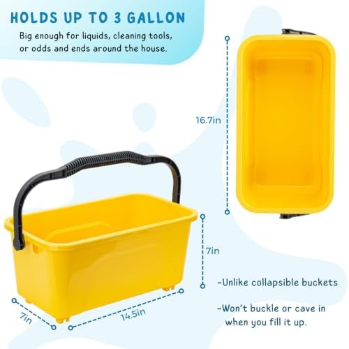 Bucket for Cleaning, 3 Gallon Rectangle Water Bucket for Car and Window Washing - Image 2