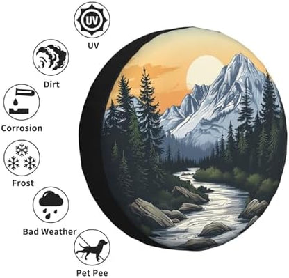 Spare Tire Cover Mountains Nature Sunset Scenery Wheel Covers Weatherproof - Image 4