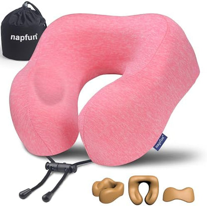 napfun Neck Pillow for Travel, Memory Foam Airplane Pillow by NAPFUN