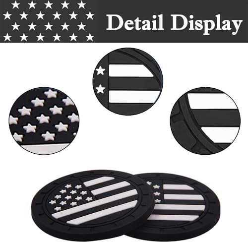 ACODABLEM 2 Pack Car Cup Holder Coaster, 2.75 Inch American Flag Soft Rubber - Image 5