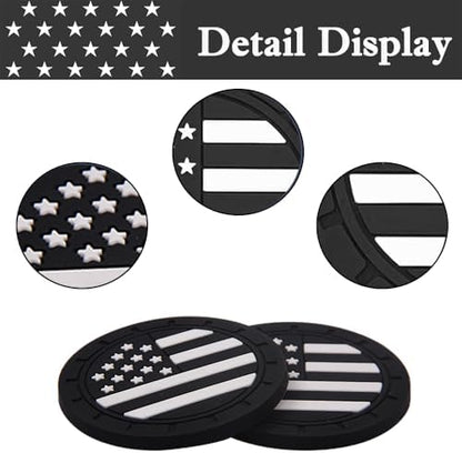 ACODABLEM 2 Pack Car Cup Holder Coaster, 2.75 Inch American Flag Soft Rubber - Image 5