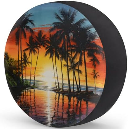 Palm Tree Spare Tire Cover 17in Spare Wheel Covers Tire Storage Cover - Image 2