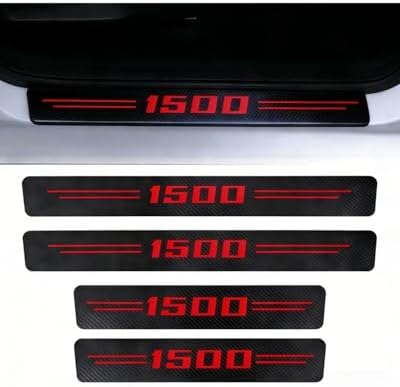 Door Sill Protectors for RAM 1500, Carbon Fiber Leather Style Scuff Plates by Unknown