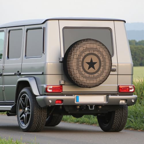 Western Texas Star Spare Tire Cover Brown Black Plaid Decorative Wheel - Image 7