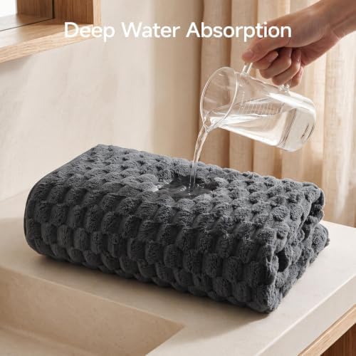 REDKISS 4 Pack Charcoal Gray Microfiber Bath Towels Large 30"x60" - Image 4