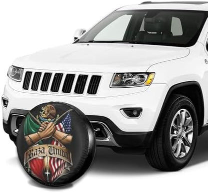 Mexican American Flag Eagle Weatherproof Spare Tire Cover - Image 7