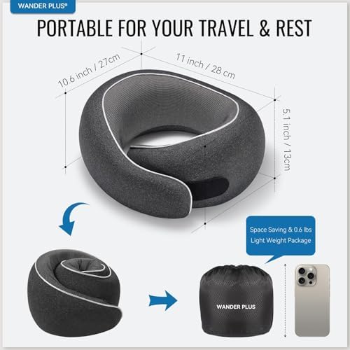 Wander+®Travel Neck Pillow, Pure Memory Foam Neck Pillow - Image 2