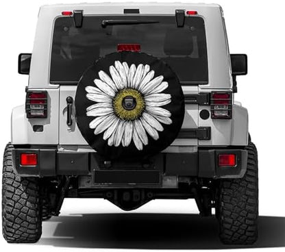Daisy Flower Spare Tire Cover by Foruidea