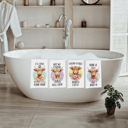 Lovdazzles 4 Pcs Funny Cow Kitchen Towels Decorative Tea Towel - Image 5
