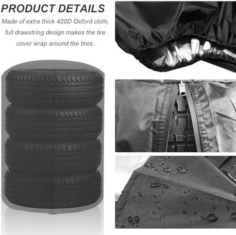 Tire Cover, Waterproof 420D Oxford Spare Tire Storage Bag - Image 3