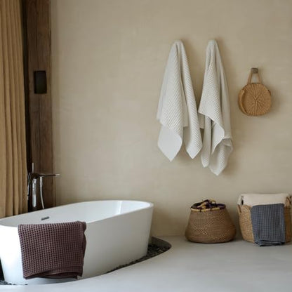 Luxury Organic Japanese Cotton Waffle Bath Towel | Thick, Quick Dry Bathroom - Image 4