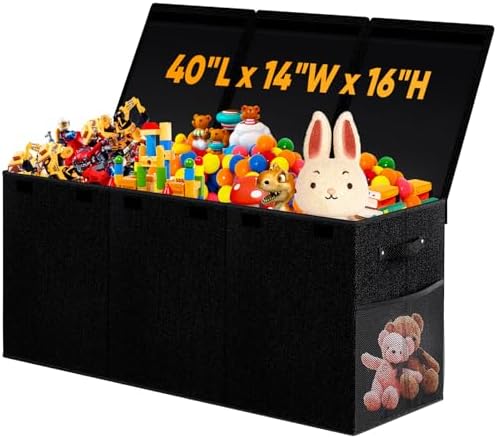 Large Toy Storage Box with Lid, Collapsible Kids Toy Chest by Rocamdo