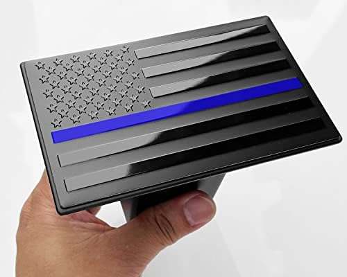 Bonrcea 2" American Flag Hitch Cover & Hitch Lock, Thin Blue Line - Image 3