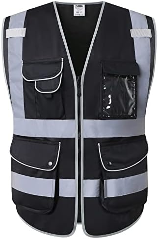 JKSafety Safety Vest for Men Women Reflective Hi Vis JK150 Black 4XL by JKSafety