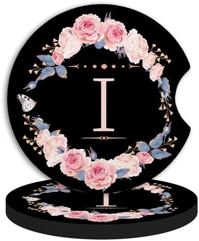 2pcs Letter I Car Coasters, Absorbent Universal neoprener Cup Holder Coasters by Unknown