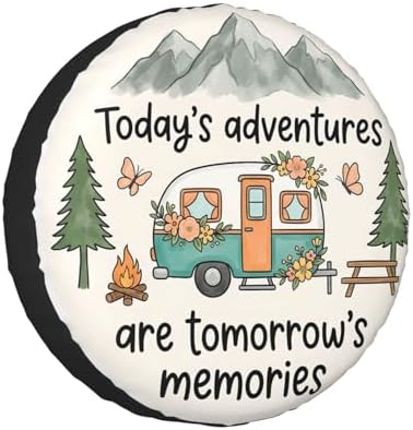 Retro Camper Spare Tire Cover SUV Trailer Truck RV 15 Inch by FATTTYCY
