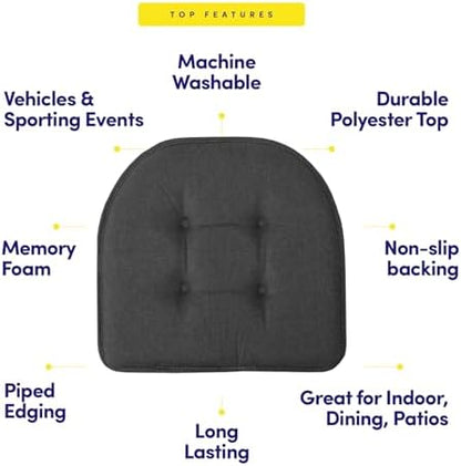 Sweet Home Collection Chair Cushion Memory Foam Pads Tufted Slip Non Skid - Image 5